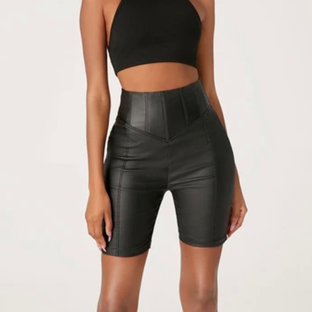 Black Leather Corset Shorts